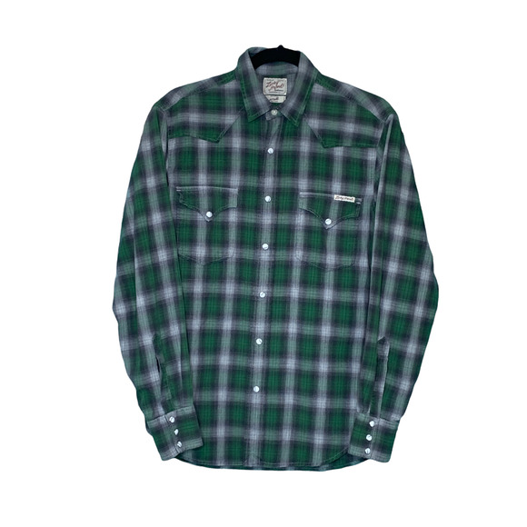 Lucky Brand men green plaid long sleeves casual shirt size small - Picture 1 of 8